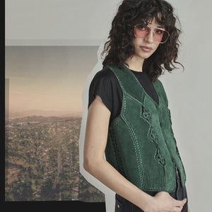 BOWIE & SINGER 'EVE' SUEDE CROCHET WAISTCOAT - SIZE M
