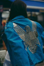 BOWIE & SINGER EAGLE BOMBER DENIM JACKET - SIZE L