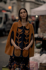 BOWIE & SINGER SUEDE FLORAL PONCHO - SIZE S