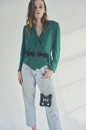 POLKA-DOT BOW BLOUSE