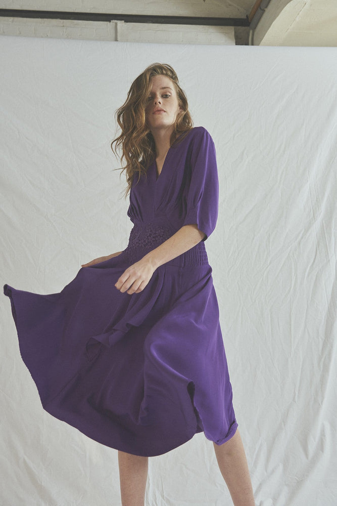 PURPLE EMBROIDERY DRESS