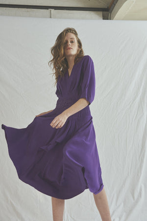 PURPLE EMBROIDERY DRESS