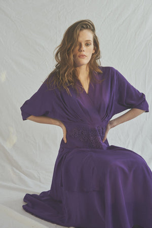 PURPLE EMBROIDERY DRESS