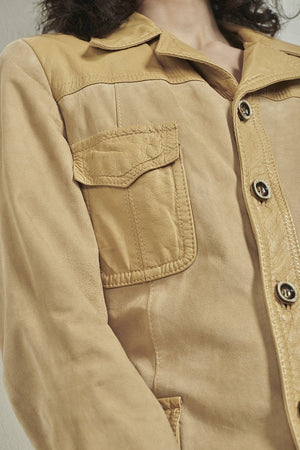 BOWIE & SINGER 'LESTER' YELLOW LEATHER AND SUEDE JACKET - SIZE S